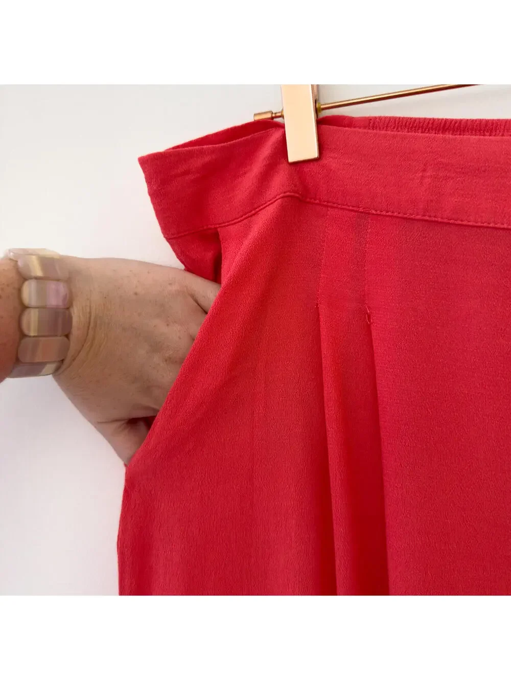 Mango Coral Pink‎ Pleated Wide Leg Pull On Pants Size 2X